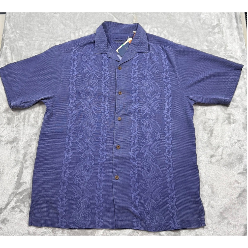 New Tommy Bahama Lei Riviera Jacquard 100% Silk Size L Resortwear Coastal Casual
